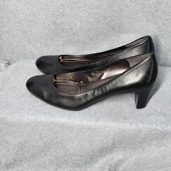 Calvin Klein Shoes Womens Size 9M Black Leather Aimee Pumps Classic Heels Career - Picture 2 of 10